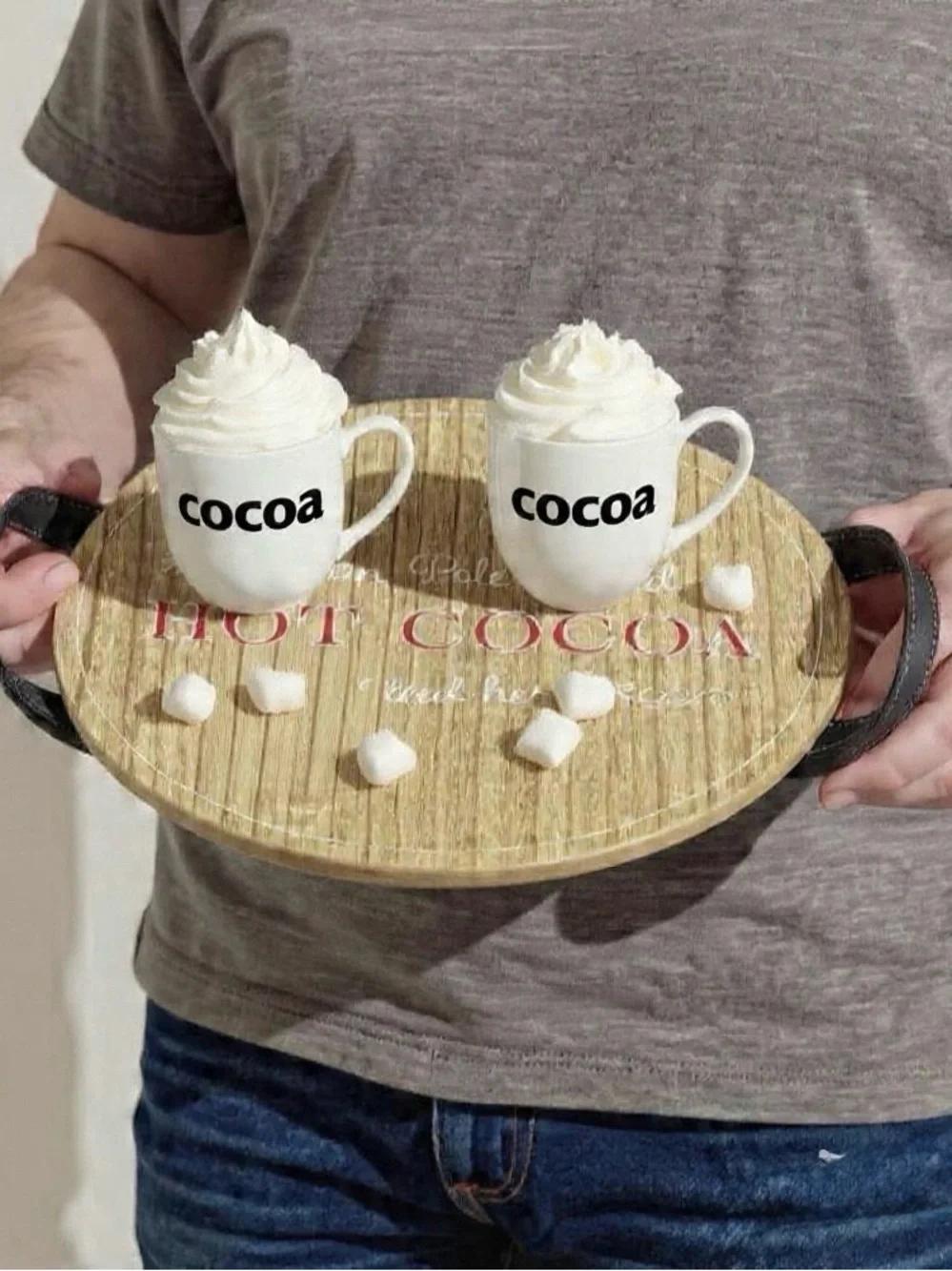 Round Holiday North Pole Blend, Hot Chocolate Serving Here, Hot Cocoa Tray